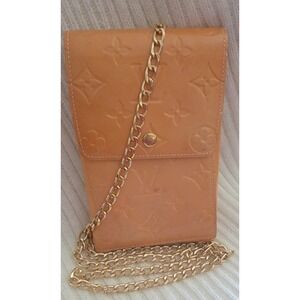 Louis Vuitton Monogram Vernis Wallet on Chain Crossbody Yellow and Pink Vintage